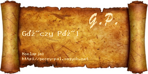 Géczy Pál névjegykártya